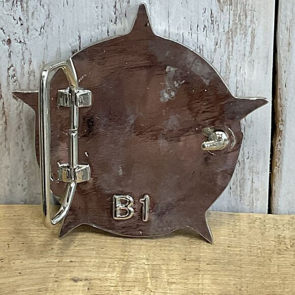 Old Glory Nautical Star Belt Buckle Mens Red Black Enamel Mariner Compass - Picture 4 of 6